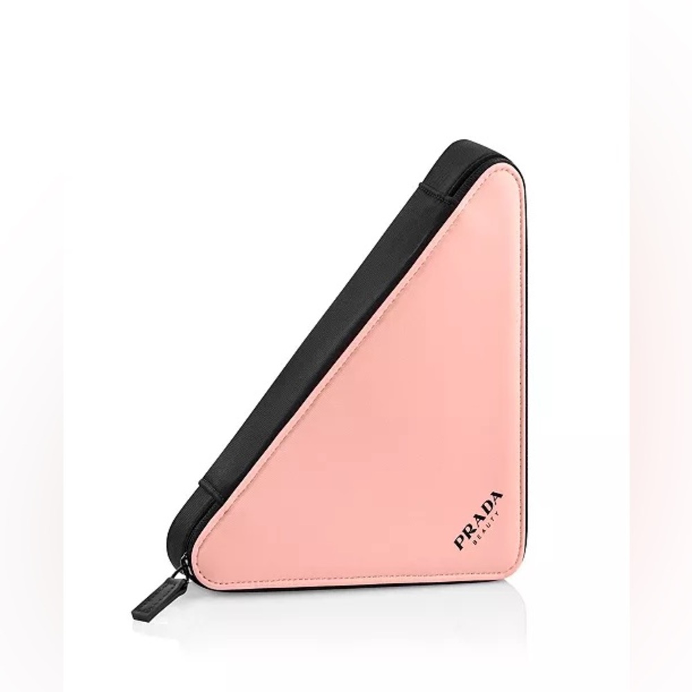 NWT Prada Beauty Pouch Big Triangular Logo Pink and Black